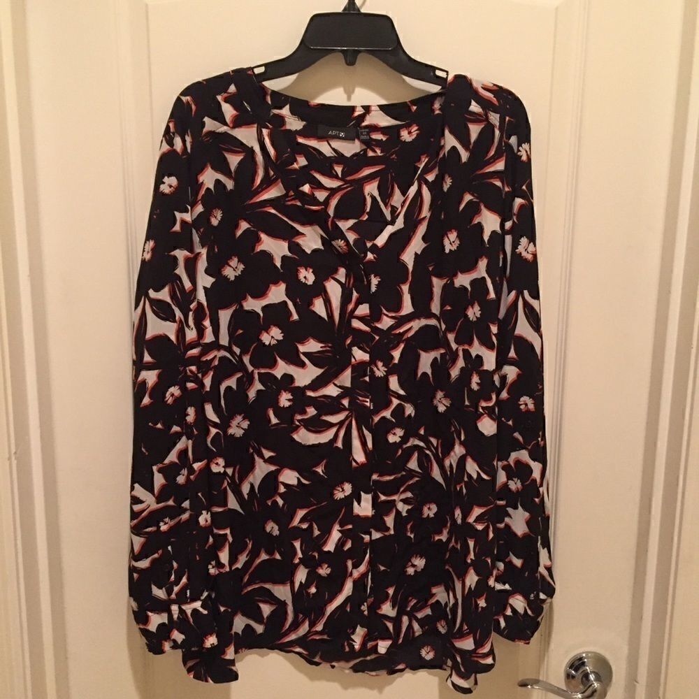 Apt 9 Sheer Top Black/Pink/White Size 3X